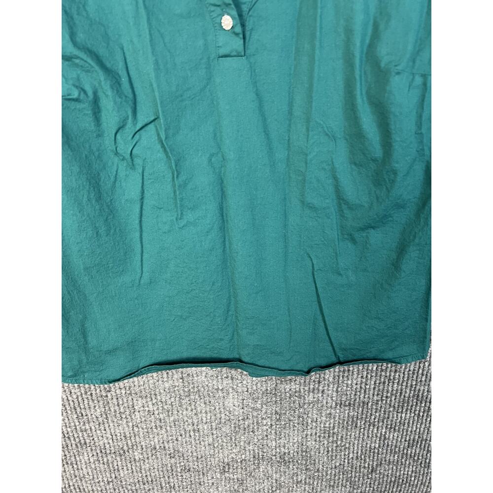 Denim & Co. Signature Poplin Tunic w/ Rhinestone Womens Large Petite Green - Picture 4 of 12